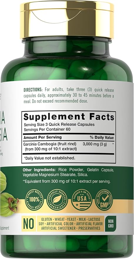 Carlyle Garcinia Cambogia Extract | 3000mg | 180 Capsules | Non-GMO, Gluten Free Supplement