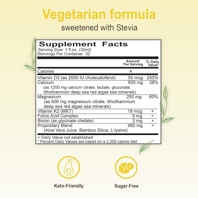 Vital Earth Minerals Cal-Mag Liquid – Calcium Magnesium Supplement with Vitamin D3, K2, Boron, and Fulvic Acid for Faster Absorption, 32 Oz Ea + 1 Oz Cup