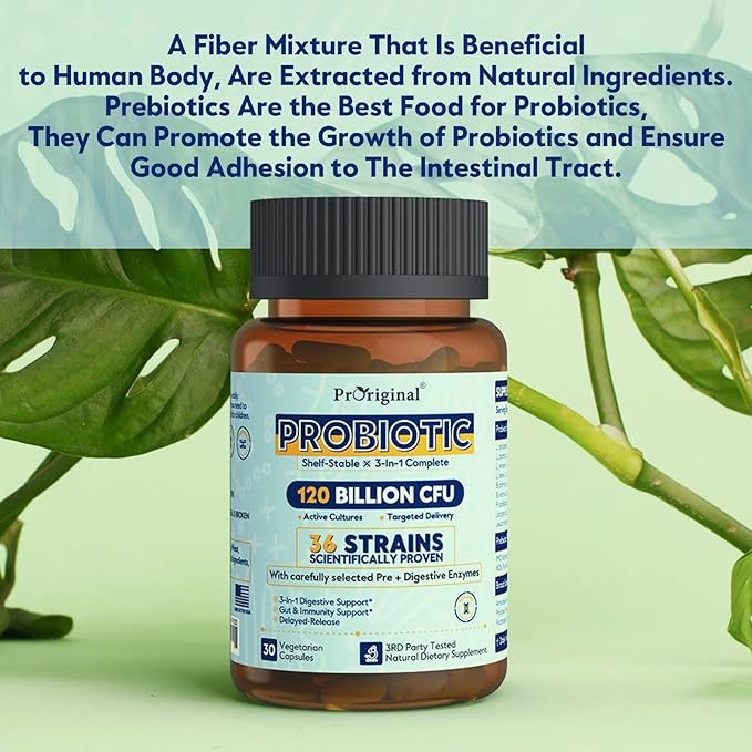 Probiotics for Women & Men 120 Billion CFU with 36 Probiotic Strains for Digestive Health and Gut Health, Delayed Release Capsules, Stomach Acid Resistant, No Need for Refrigeration 30 Capsules