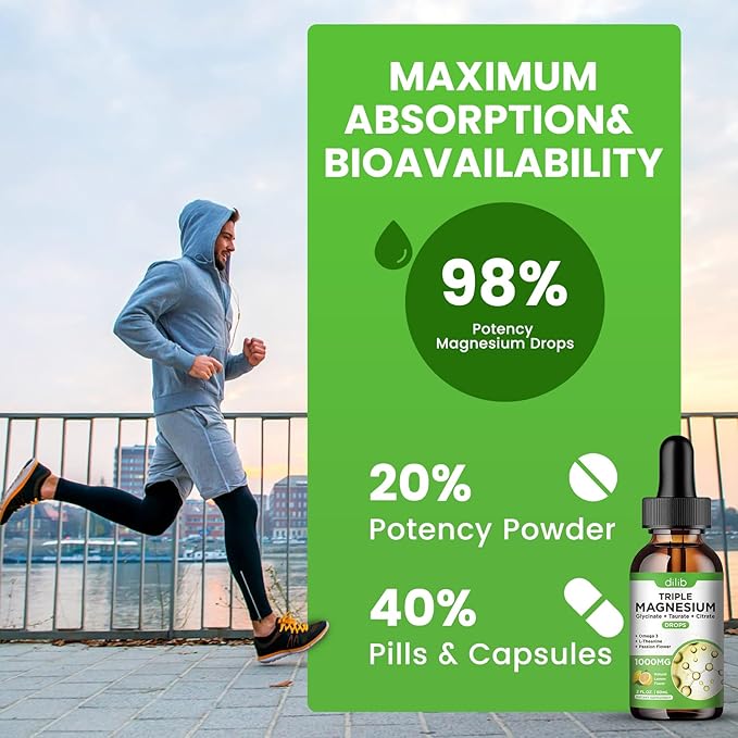 Liquid Magnesium Glycinate Supplement 1000mg, Calm Magnesium Citrate, Taurate Drops with Omega 3, Zinc, Ashwagandha, L-Theanine, Chamomile for Sleep, Mood, Stress Relief, Bone, Muscle, Lemon Flavor