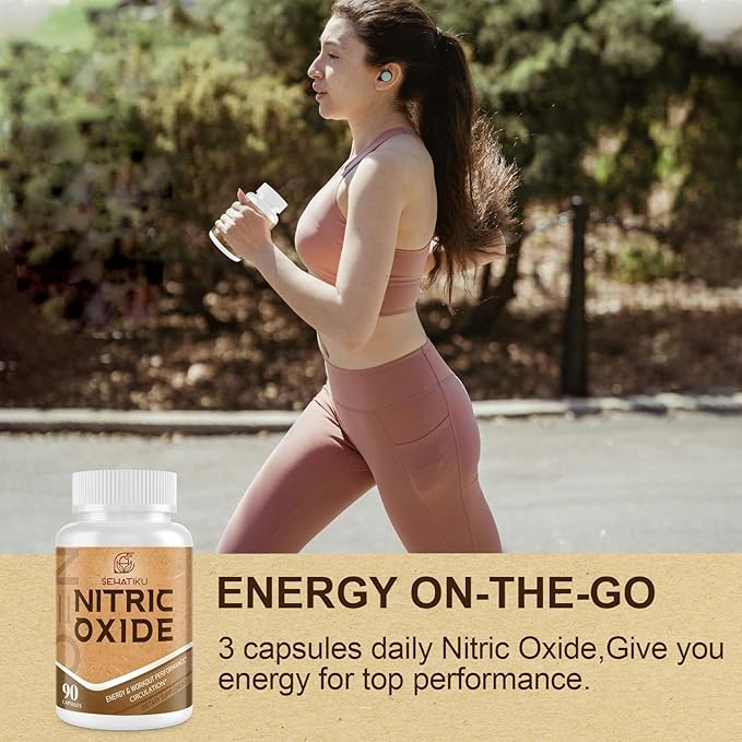 Nitric Oxide Supplement, Nitric Oxide Booster & 6-in-1 Phytonutrient Blend for Heart, Circulation, Immune - 90 Capsules (1 Bottle)