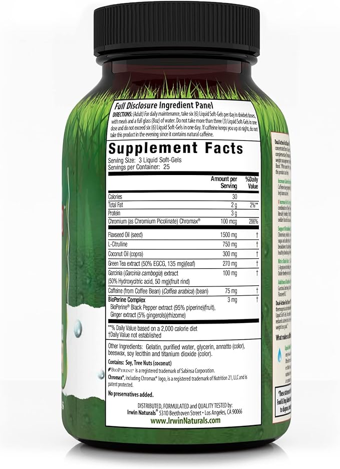 Irwin Naturals Dual-Action Fat Burner RED - 75 Liquid Soft-Gels - Powerful Thermogenic with Nitric Oxide Booster - 25 Total Servings