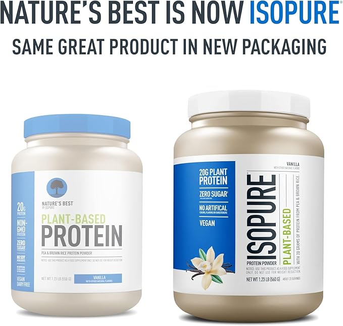 Isopure Plant-Based Protein Powder, Lactose Free, Gluten Free, With Iron, Vanilla, 20g Plant Protein Per Serving, 1.23 Lbs, 20 Servings