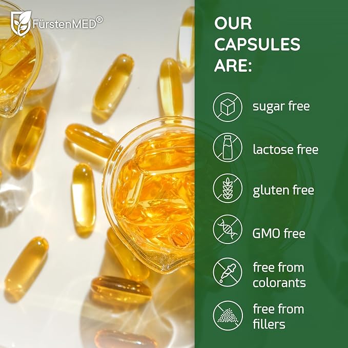 FürstenMED® Algae Oil Vegan Omega 3 - Heart, Brain & Joint Health Support - 2000mg Algae Oil of which 700mg DHA & 320mg EPA + 3,6mg Vitamin E per Daily Dose - Essential Fatty Acids