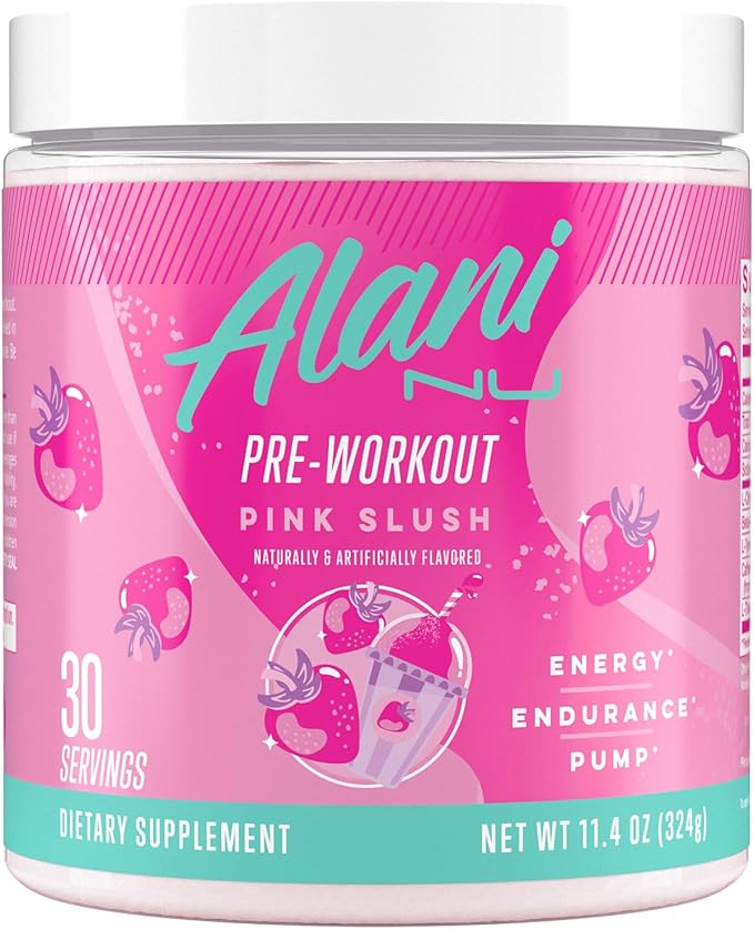 Alani Nu Pre Workout Powder Pink Slush, Amino Energy Boost, Endurance Supplement, Sugar Free, 200mg Caffeine, L-Theanine, Beta-Alanine, Citrulline, 30 Servings