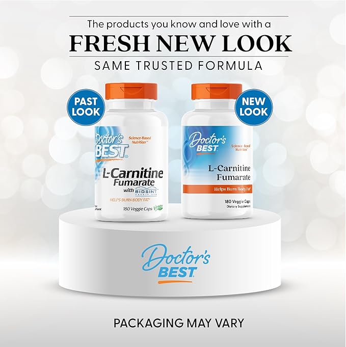 Doctors BEST L-Carnitine Fumarate from Biosint, Helps Burn Body Fat, Non-GMO, Gluten Free, Soy Free, Vegan 180 Veggie Caps
