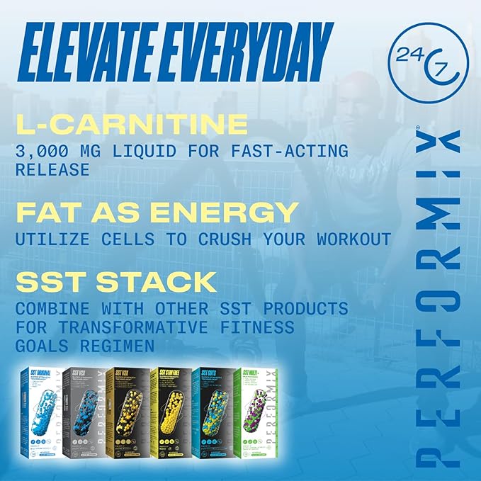 PERFORMIX SST Boost Liquid L-Carnitine – Fast-Acting Energy, Improves Memory and Focus, Stimulant-Free Formula for Men & Women, Ice Berry Flavor, 31 Servings