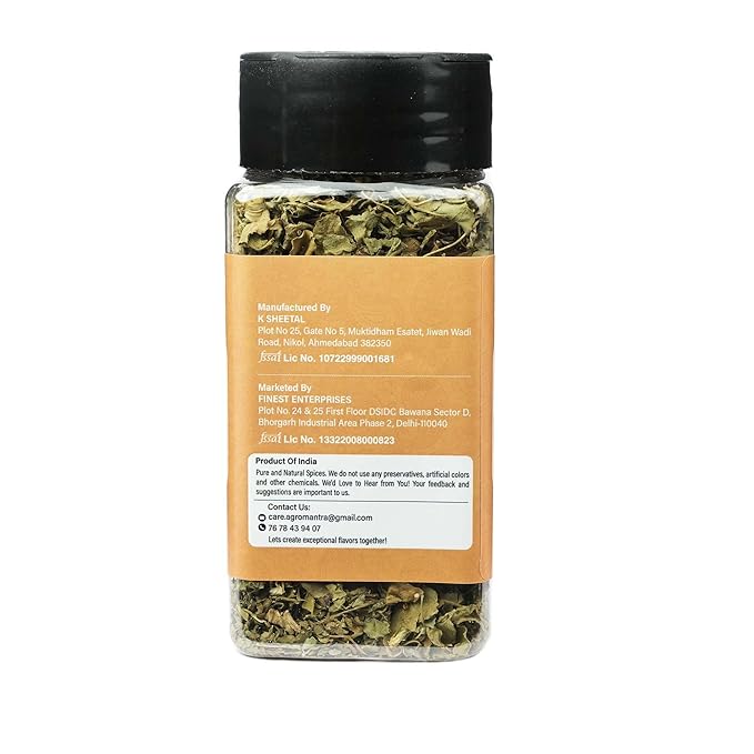 Agro Mantra natural and organic Fenugreek Leaves (Dried Kasoori Methi) 0.6 oz (17g) All Natural, Salt-Free, Vegan, No Colors, Gluten Free, NON-GMO, Indian geotag product