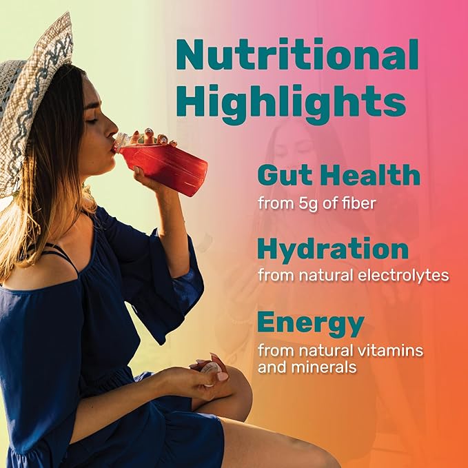 Tiiga 2-in-1 Gut Health + Hydration Drink Mix – Natural Debloat Formula with 75%+ Baobab & Coconut Water. High in Antioxidants, Prebiotics, Zero Added Sugar, Supports Digestion, Energy & Helps Debloat