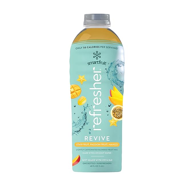 Revive Refresher - Star Fruit, Passion Fruit, Mango – Made with Real Fruit and No Added Sugar – Low Cal, Hydrating Coconut Water, and Natural Energy (48oz Bottle)