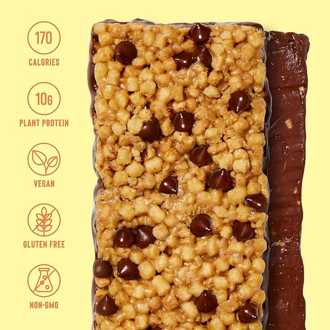 Mezcla Vegan Protein Bars, Gluten Free Snack Made with Pea Protein, Chocolate Chips and Other Premium Ingredients, Healthy Snacks, Peanut Butter Chocolate, 10g of Protein, 4 Pack