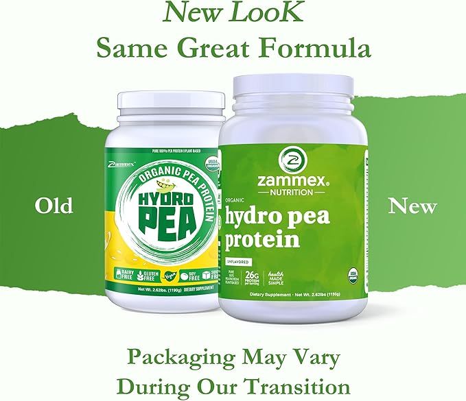 Zammex Organic Pea Protein Powder, 26g Proteins Per Serving,Plant Based 100% Vegan Canada Pea Powder, Gluten Free, Non-GMO,No Additives,Easy to Digest, 2.62lbs, Natural Flavor