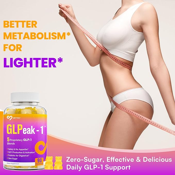 GLP-1 Supplement for Women & Men, Natural GLP-1 Support, 5X Targeted Formula, GLP1 with Akkermansia Probiotic & Berberine, for Digestion & Gut, Immune, Energy, Zero-Sugar, Yuzu Flavor - 90 Gummies