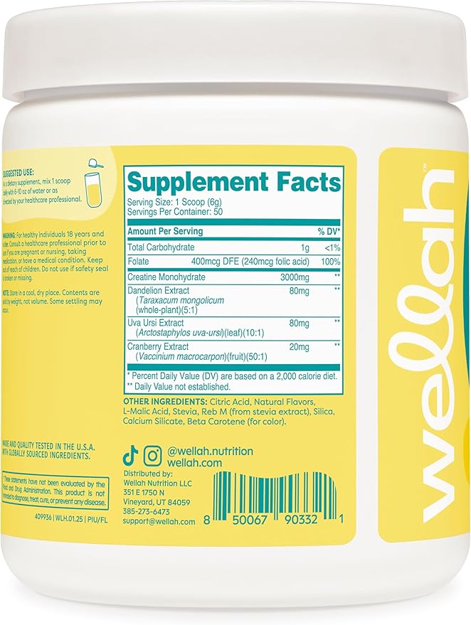 Pump-It-Up Creatine (50 Servings, Frozen Lemonade) - Creatine Monohydrate with Dandelion, Uva Ursi, & Cranberry Extract