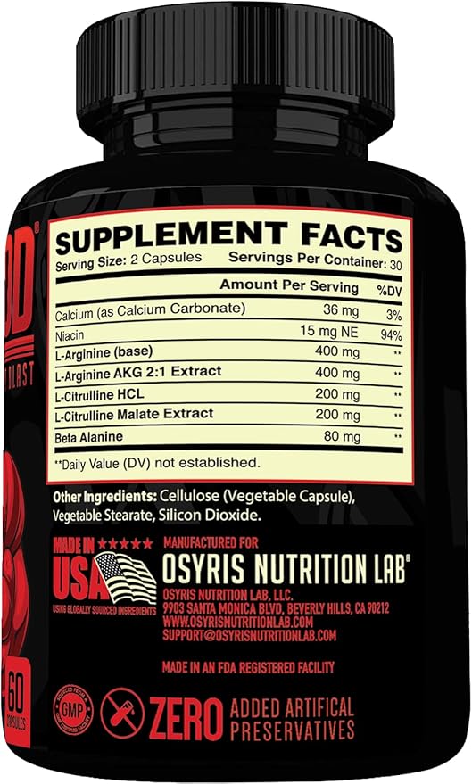 Bull Blood Testosterone Booster & Nitric Oxide Supplement for Men – Maca Root, Tribulus, Tongkat Ali & L-Arginine – Stamina & Vitality Support – 60 Ct Each