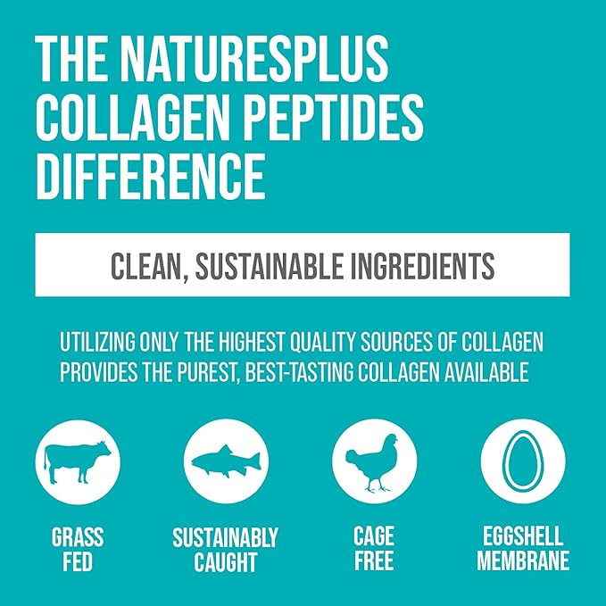 Natures Plus Collagen Peptides, Berry Lemonade - 0.8 lb Powder - Hair, Skin, Nail & Joint Health, Immune System Support - Non-GMO, Gluten Free - 14 Servings