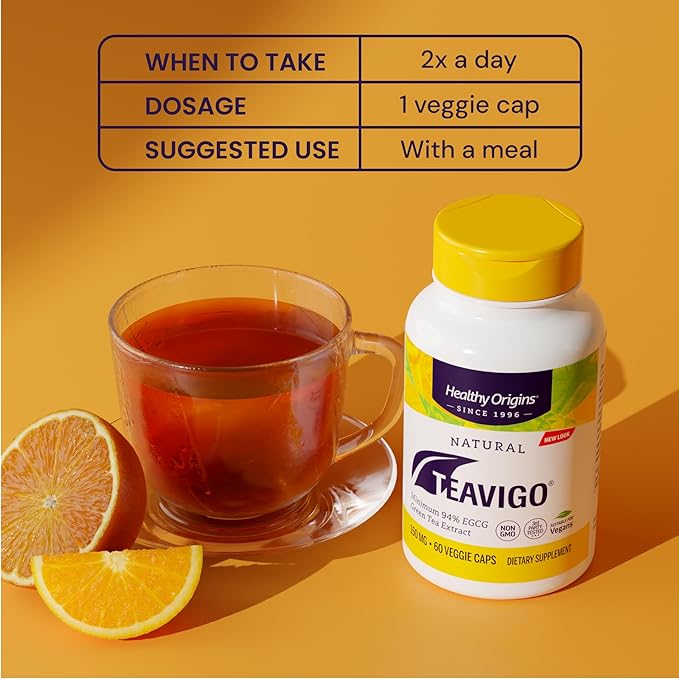 Healthy Origins Teavigo 150 mg (94% Egcg, Green Tea Extract, Non-GMO, Gluten Free, Antoixidant), 60 Veggie Caps