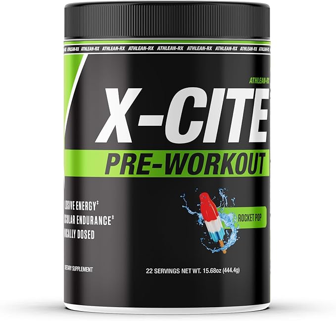 ATHLEAN-X X-CITE Pre-Workout Supplement - Boost Energy, Endurance, and Focus with Natural Ingredients - Rocket Pop