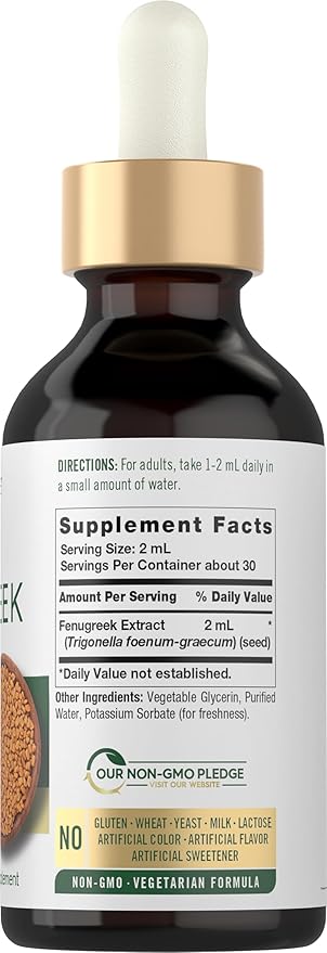 Carlyle Fenugreek Extract Liquid | 2 fl oz | Vegetarian Tincture | Non-GMO, Gluten Free | Traditional Herbal Supplement Drops