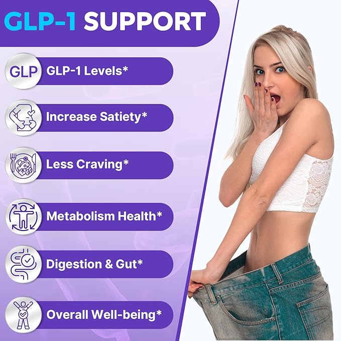 GLP-1 Supplement, 16 in 1 Natural GLP-1 Support, with Probiotic, Hops Extract & Eriocitrin, GLP1 Supplement for Women & Men, GLP1 Probiotics for Digestion, Gut & Metabolism - 30 Days Supply (60 Caps)