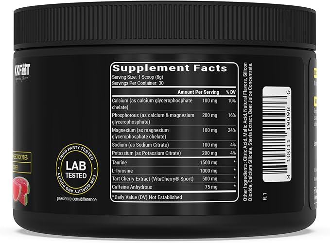 PEScience Versalyte Charged, Electrolyte Powder with Caffeine, Sugar Free, Sour Watermelon Candy, 30 Servings Packets, Hydration Powder Plus Energy for Hybrid Training