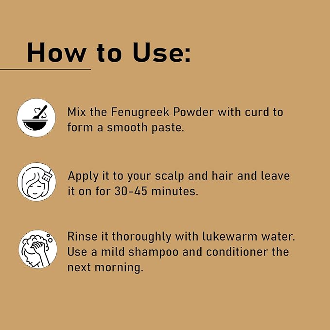 Mi Nature Fenugreek Powder - 100% Natural Trigonella Foenum Seeds - Pure Methi Powder for Cooking, Hair and Skin Care - 227g (8oz/0.5lb) Resealable Pouch
