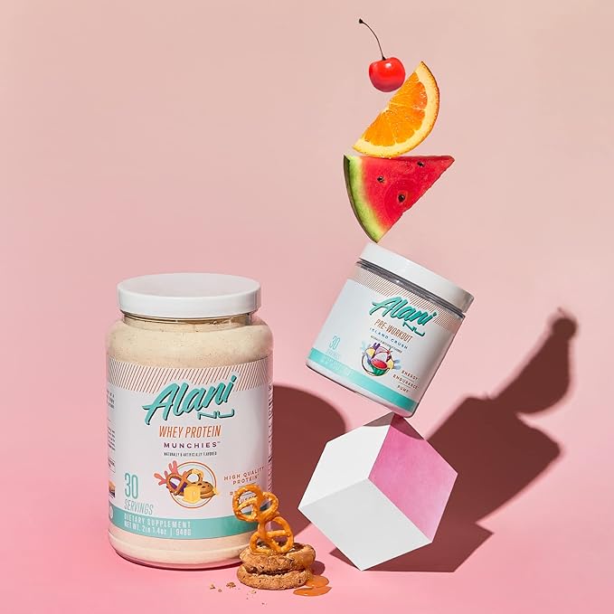 Alani Nu Whey Protein Powder Munchies | 23g Protein with Low Sugar & Digestive Enzymes | Meal Replacement Powder | Low Fat Low Carb Whey Isolate Protein Blend | Low Sugar |30 Servings