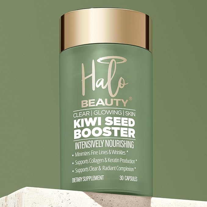 Kiwi Seed Booster Skin Supplement - 30 Vegan Capsules with Vitamins C, D3 & Zinc for Anti-Aging, Hydration, Glowing Skin & Collagen Support