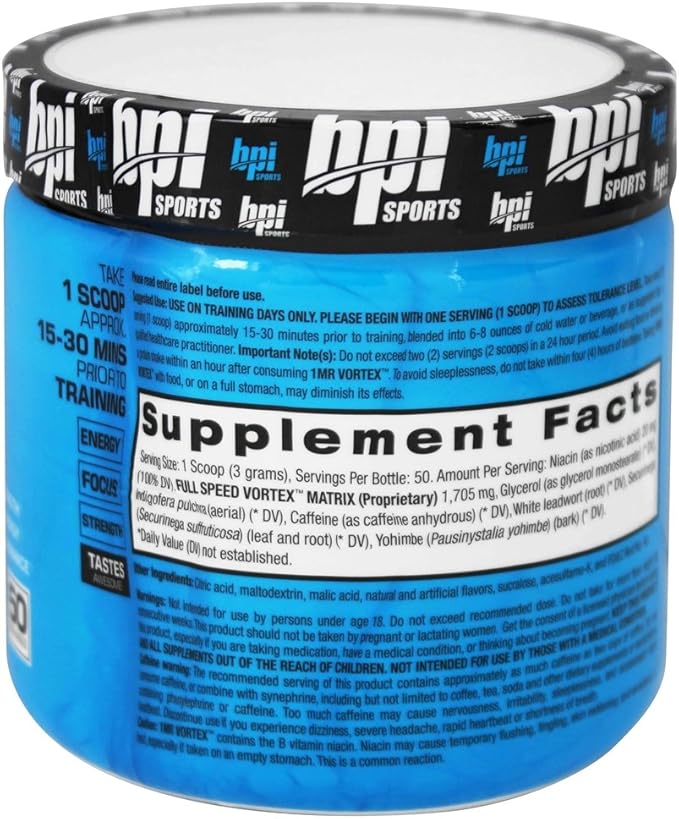 BPI Sports 1.M.R Vortex Pre-Workout Powder, High-Stim formula for men & women with glycerol, caffeine, niacin & herbal extracts, boosts energy, focus & endurance, Sour Watermelon, 50 servings