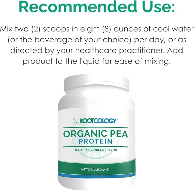 Rootcology by Dr. Izabella Wentz | Organic Pea Protein | USDA Certified Organic Pea Protein with 20g Plant Protein per Serving | Natural Vanilla Flavor | 454g / 15 Servings