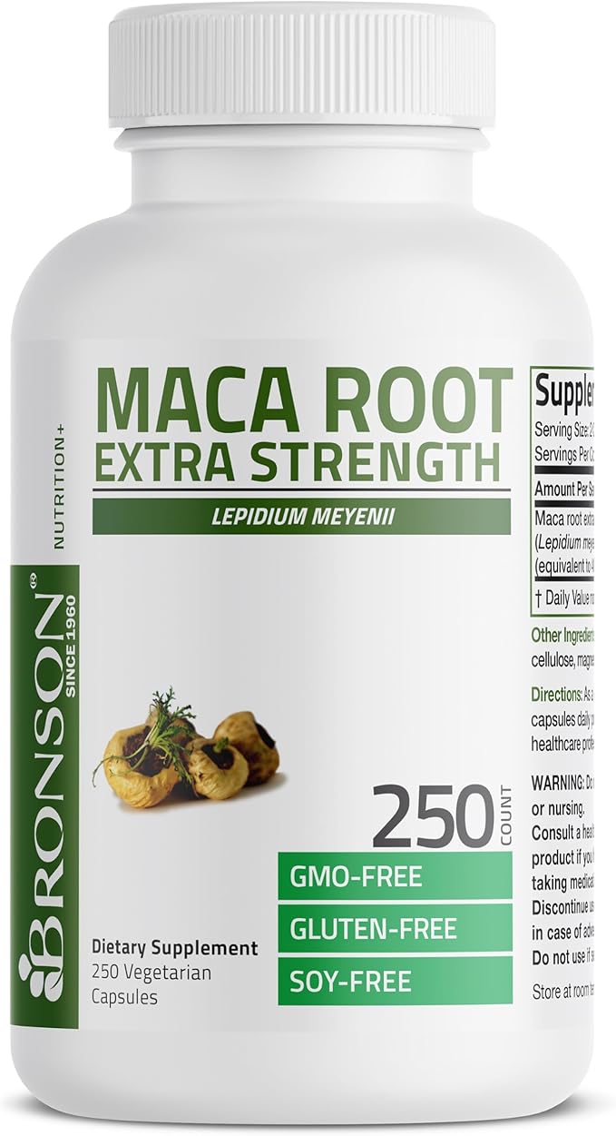 Bronson Maca Root Extra Lepidium Meyenii, Non-GMO, 250 Vegetarian Capsules