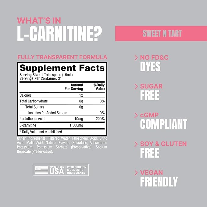 PROSUPPS L-Carnitine Liquid 1500, Stimulant-Free Liquid Shots for Men & Women - Clean Workout Drink for Energy, Performance & Muscle Recovery - No Sugar, No Carbs - 31 Servings, Sweet N-Tart