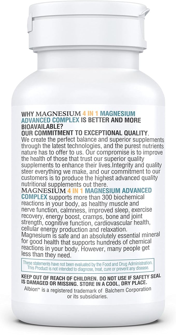 (120 Capsules), Glycinate, Bisglycinate, Malate, Zinc, Vitamin D3 for Brain, Sleep, Cramps, Headaches, Energy, Bones, Immune, Providing 280mg Elemental Magnesium, from KAPPA NUTRITION