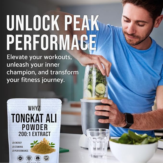 WHYZ Tongkat Ali Powder 113g, Pure Longjack 200:1 Extract Eurycoma Longifolia Supplement Powder for Increased Physical Performance and Well-Being, Longjack Tongkat Ali for Men and Women, 323 Servings