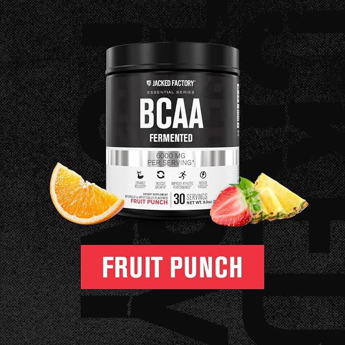 Jacked Factory Nitrosurge Pre-Workout in Grape & BCAA in Fruit Punch for Muscle Building and Recovery