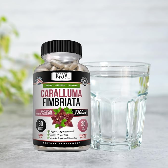 Kaya Naturals - Caralluma Fimbriata 1200mg High Potency Supplement | Maximum Strength Natural Endurance Support, Vegetarian Capsules (60 Count)