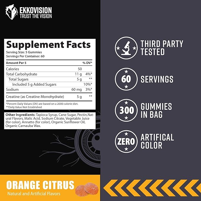 Creatine Gummies 60 Serving Orange Citrus
