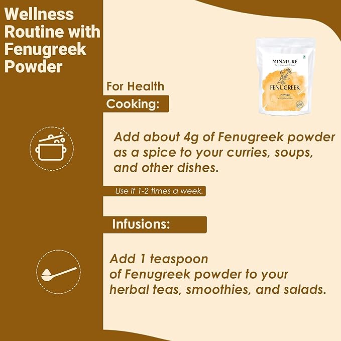 Mi Nature Fenugreek Powder - 100% Natural Trigonella Foenum Seeds - Pure Methi Powder for Cooking, Hair and Skin Care - 454g (16oz) Resealable Pouch
