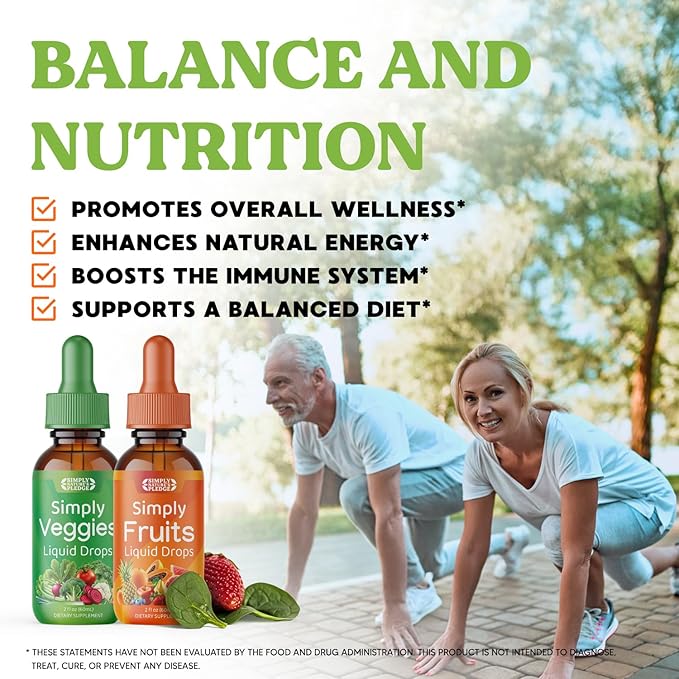 Simply Nature's Pledge - Fruit and Vegetable Supplements - Liquid Drops - Made with Whole Food Superfoods, Packed Vitamins & Minerals - Soy Free - Made in The USA
