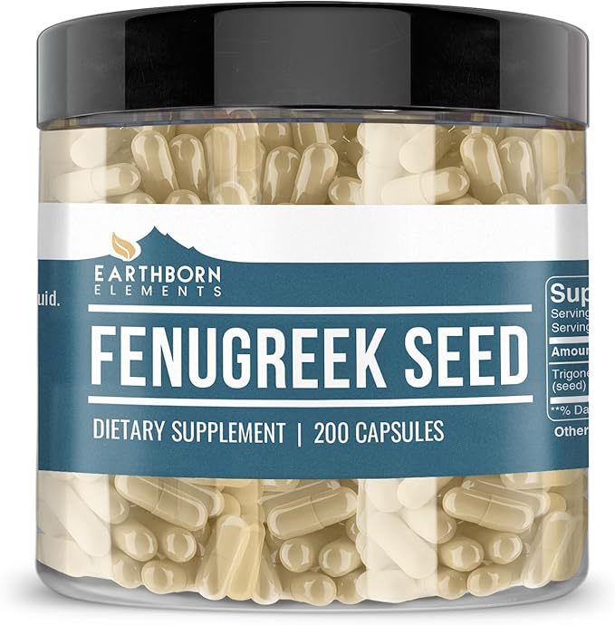 Earthborn Elements Fenugreek Seed 200 Capsules, Pure & Undiluted, No Additives