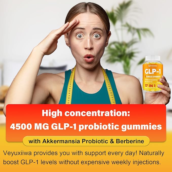 GLP-1 Supplement Berberine, GLP 1 Probiotic Gummies for Women and Men| Activates GLP-1 & AMPK| with Akkermansia Probiotic, Natural Berberine for Digestion & Gut, Energy, Sugar/Gluten Free - 90 Gummies