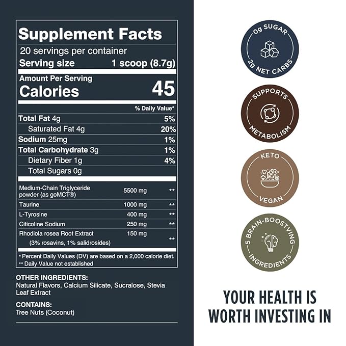 LIFESTACKS Vanilla MCT Oil 3-Pack - Boost Energy & Clarity - MCT Powder + Nootropics + Adaptogens for an Elevated Coffee Experience - Keto, Vegan, 0 Sugar - with Taurine, L-Tyrosine, Rhodiola & More