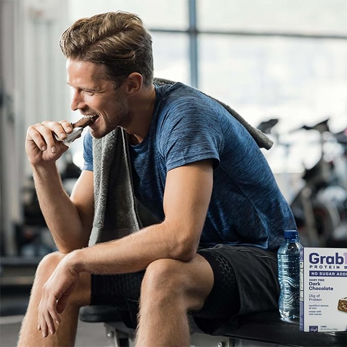 Grab1 Sugar Free Protein Bars, Dairy Free Dark Chocolate (3 Pack = 12 Bars) | 12gr Protein + 4gr Fiber | Low Calorie | Zero Sugar