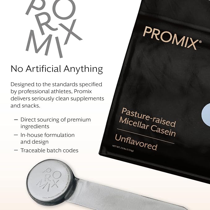 ProMix Nutrition Casein Protein Powder, Unflavored - 5lb Bulk - Grass-Fed - Slow & Sustained Recovery Post Workout Fitness - Shakes, Smoothies, Baking & Cooking Recipes - 5 Pound (Pack of 2)