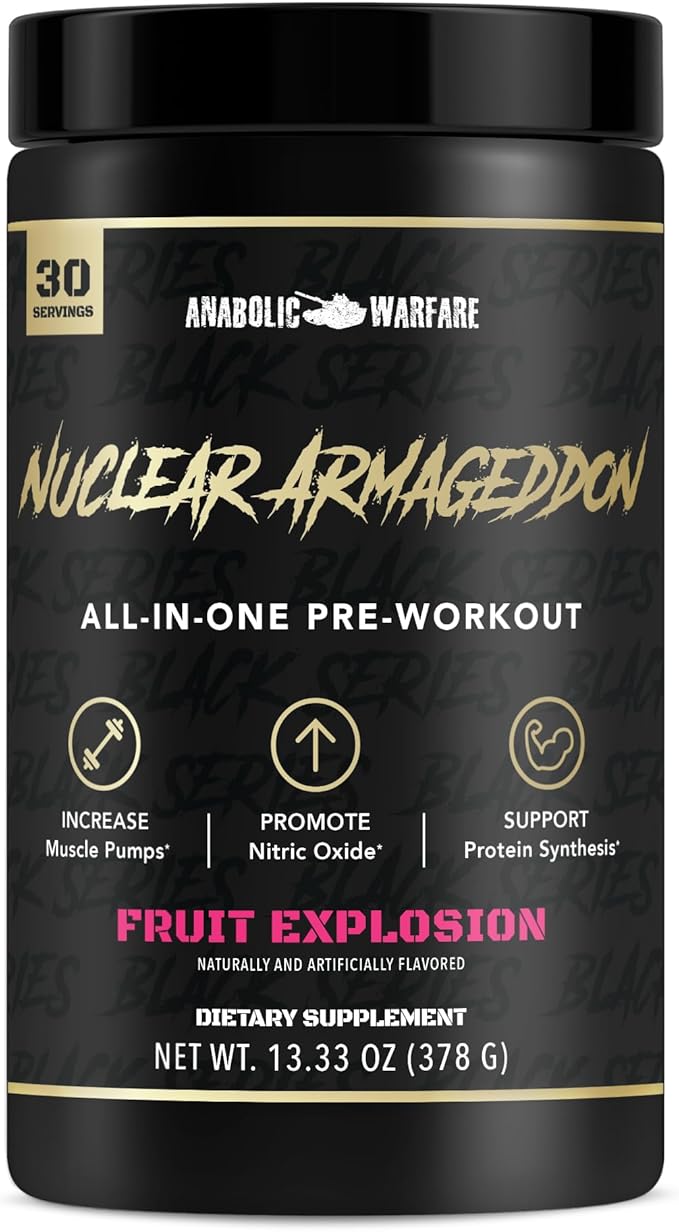 Anabolic Warfare Nuclear Armageddon Pre Workout Powder Pre-Workout for Men & Women with L-Citrulline, Beta Alanine Powder and Caffeine (Fruit Explosion - 30 Servings)