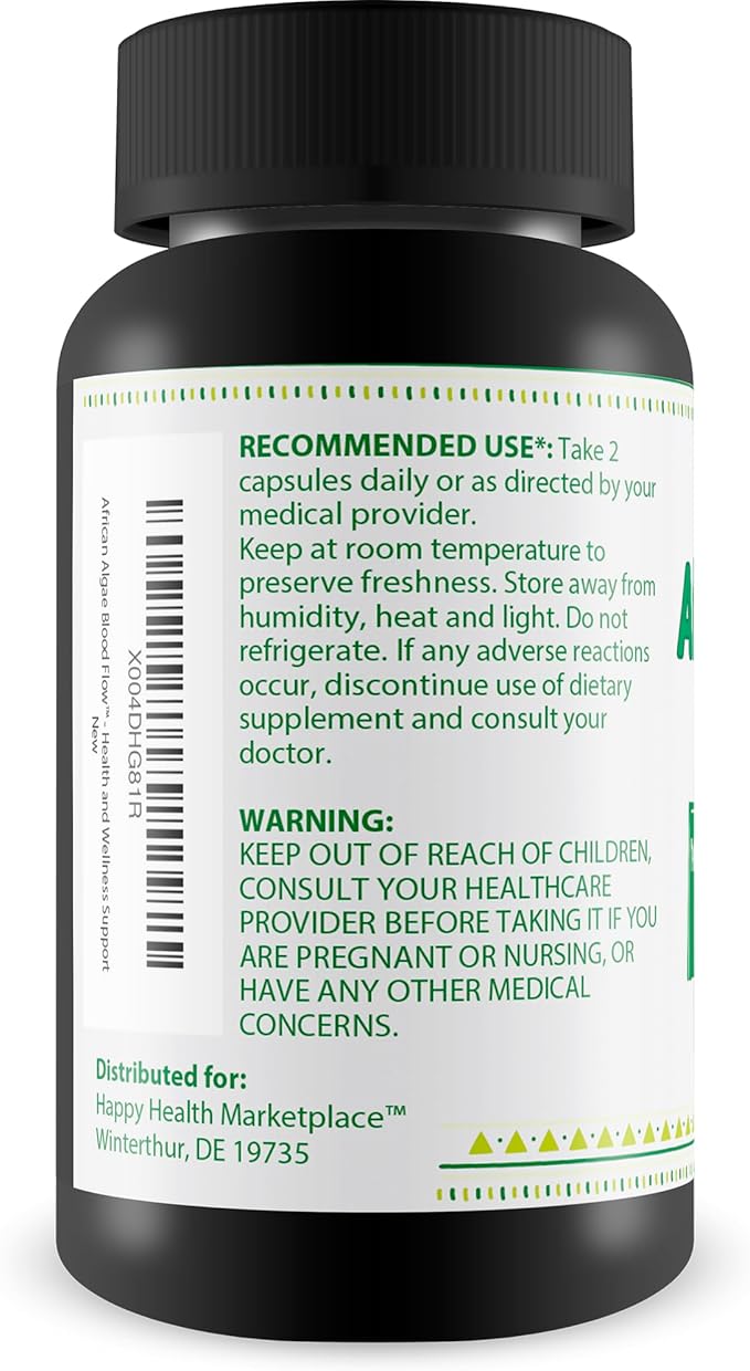 African Algae Blood Flow - Our Best Circulation Supplement - Better Blood Flow Circulation Supplements - Body Circulation Support - Max Men Blood Flow Supplement Pills - Advanced Blood Flow Capsules