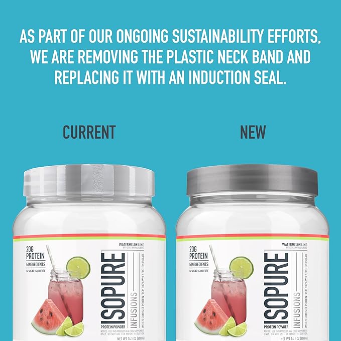 Isopure Clear Whey Isolate Protein Powder Infusions, Lactose Free, Gluten Free, Naturally Flavored, Tropical Punch, 20g Protein Per Serving, 1.9 Lbs, 36 Servings