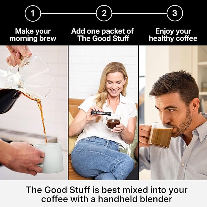 For Wellness The Good Stuff™ Focus Blend (30 Stick Packs), Non-Dairy Coffee Supplement – Stimulates Cognitive Function & Mental Clarity