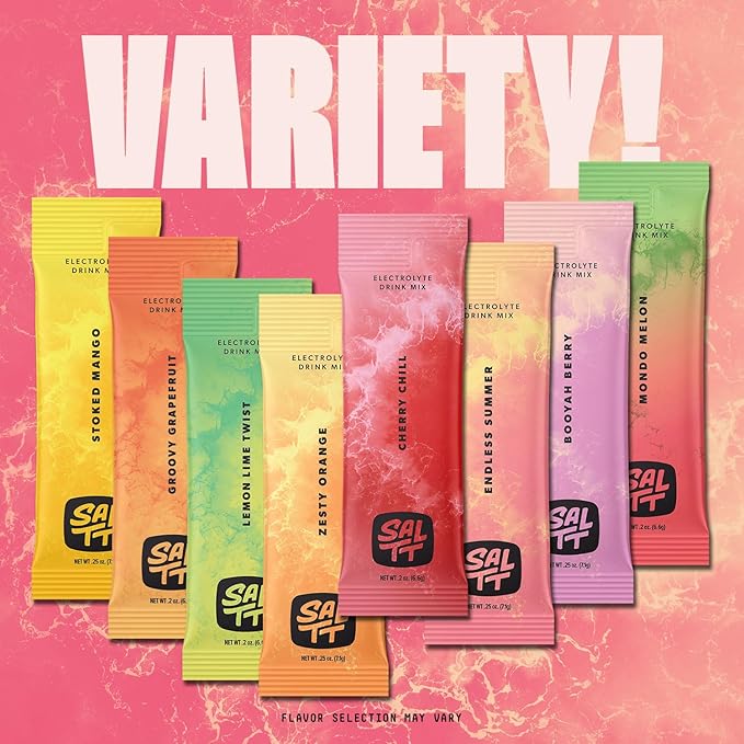 Keto Chow SALTT Electrolytes Powder Flavored Drink Mix - All Things Fruit - 30 Hydration Packets - Magnesium, Potassium, Sodium, Trace Minerals - Zero Sugar & Gluten Free - Travel Essentials