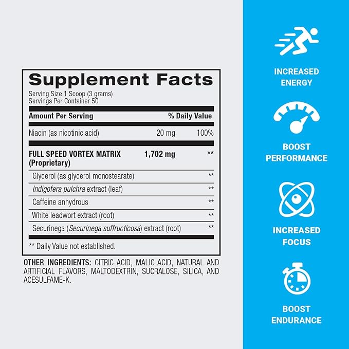 BPI Sports 1.M.R Vortex Pre Workout Powder – Sour Watermelon – 50 Servings – High Stim Preworkout for Men & Women with Glycerol, Caffeine, Niacin, and Herbal Extracts – Energy, Focus & Endurance
